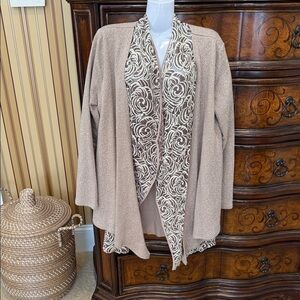 Hazel Tan and Cream Women's Cardigan